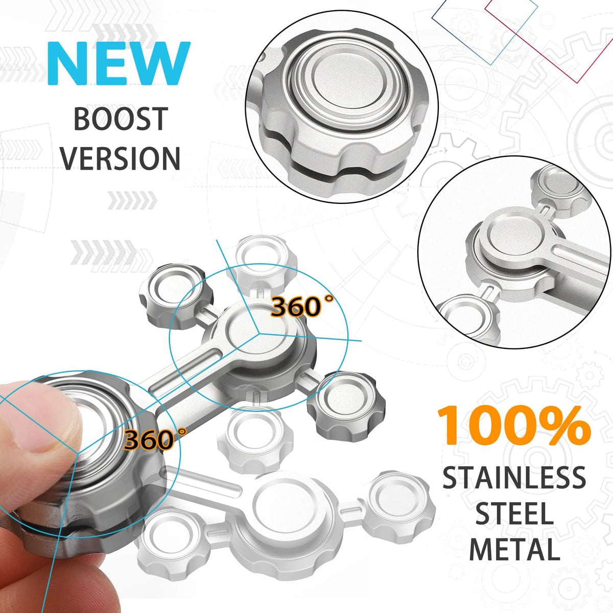 Cool Infinity Gear Gravity Fidget Spinner Metal Toy for Kids Adults, Chaos Flippy Fidget Chain