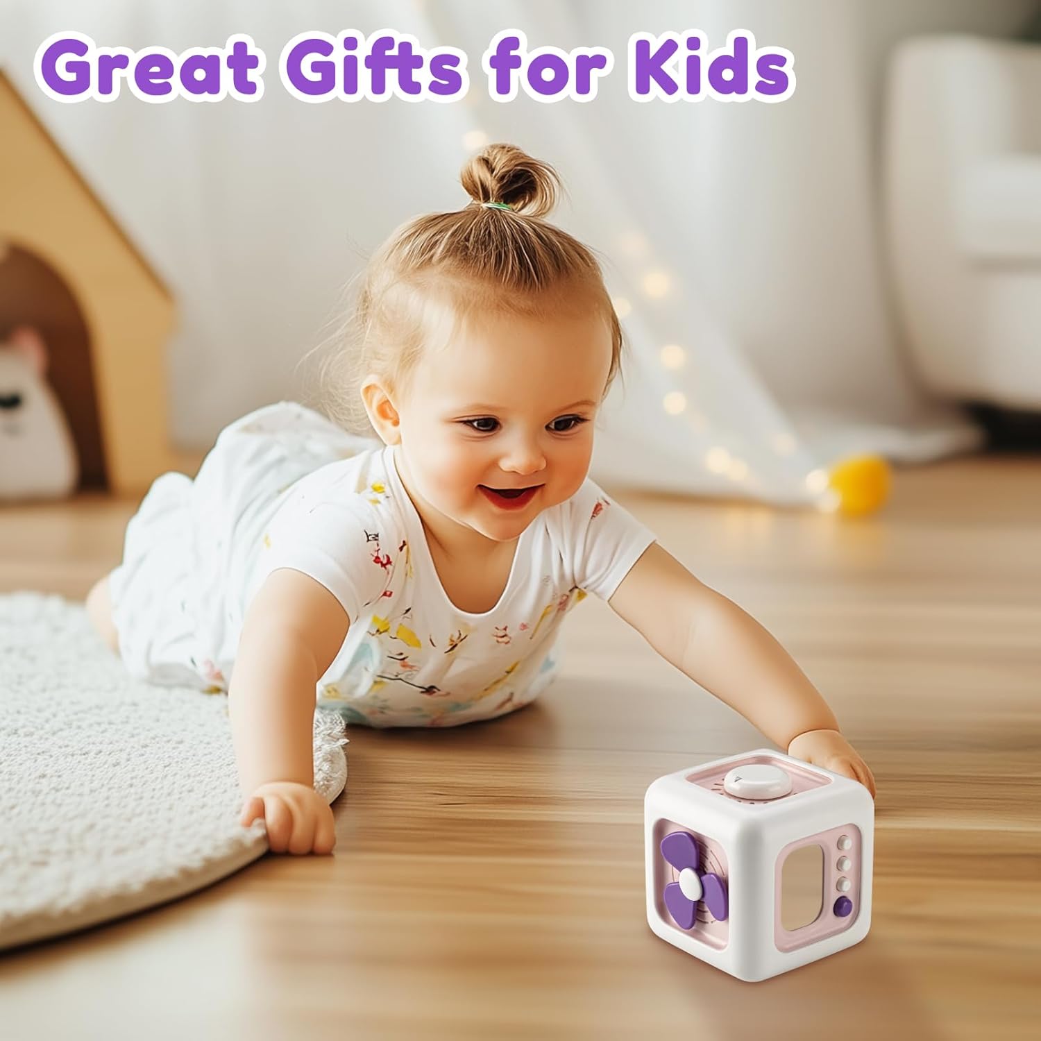 Busy Cube Toys for 1 Year Old Girl Gifts, Montessori for Baby Girl, Travel Sensory Toys for