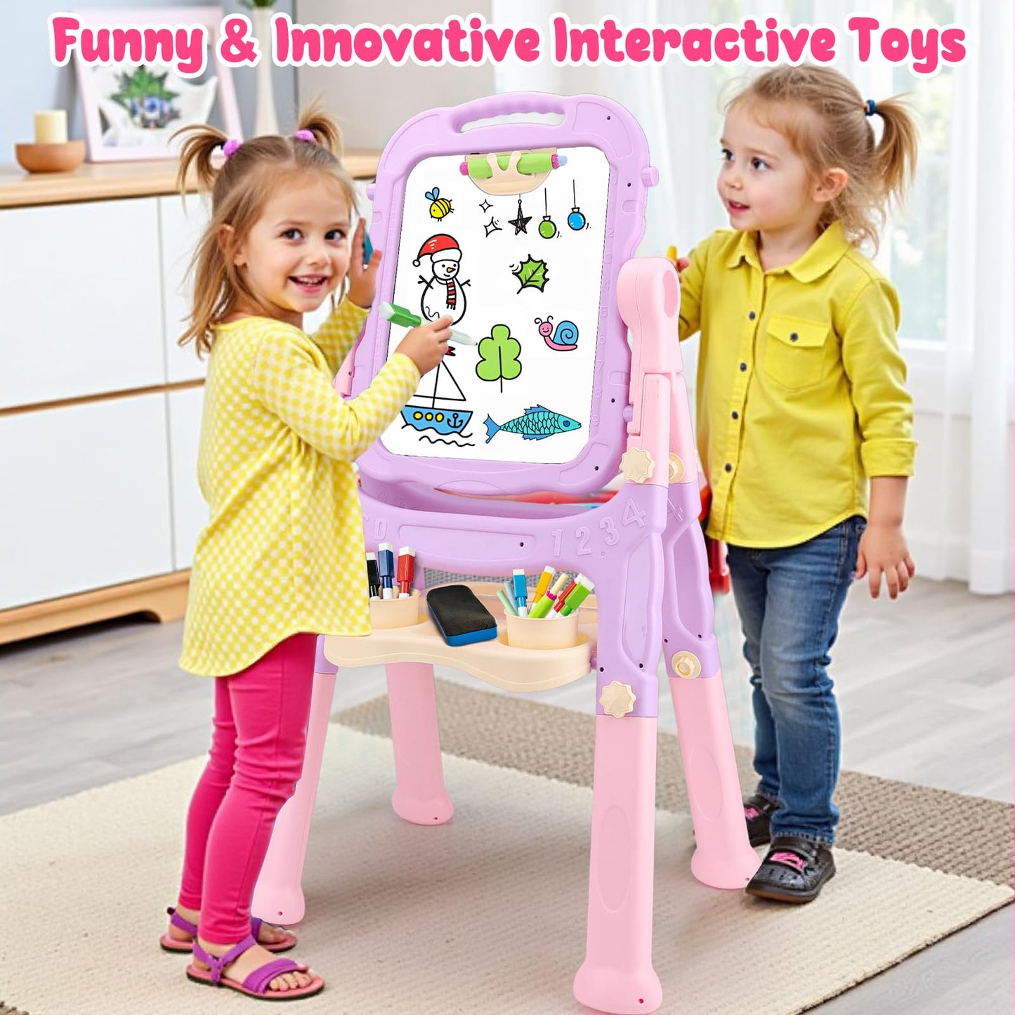 Toddlers Art Easel KidMagnetic White Board Chalk Board Toys 3 4 5 Year Girl Birthday Gifts