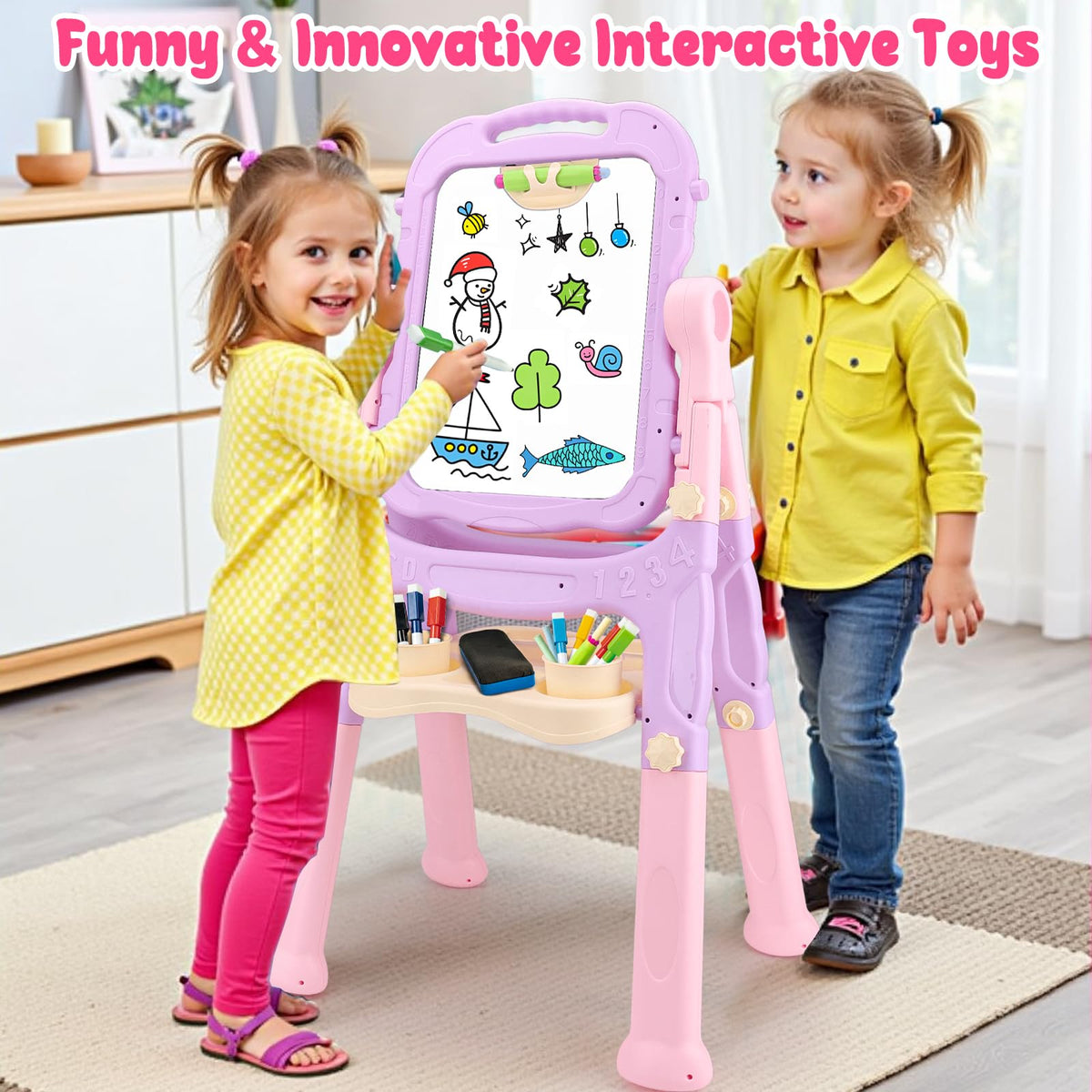 Toddlers Art Easel KidMagnetic White Board Chalk Board Toys 3 4 5 Year Girl Birthday Gifts