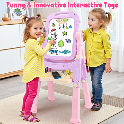 Toddlers Art Easel KidMagnetic White Board Chalk Board Toys 3 4 5 Year Girl Birthday Gifts