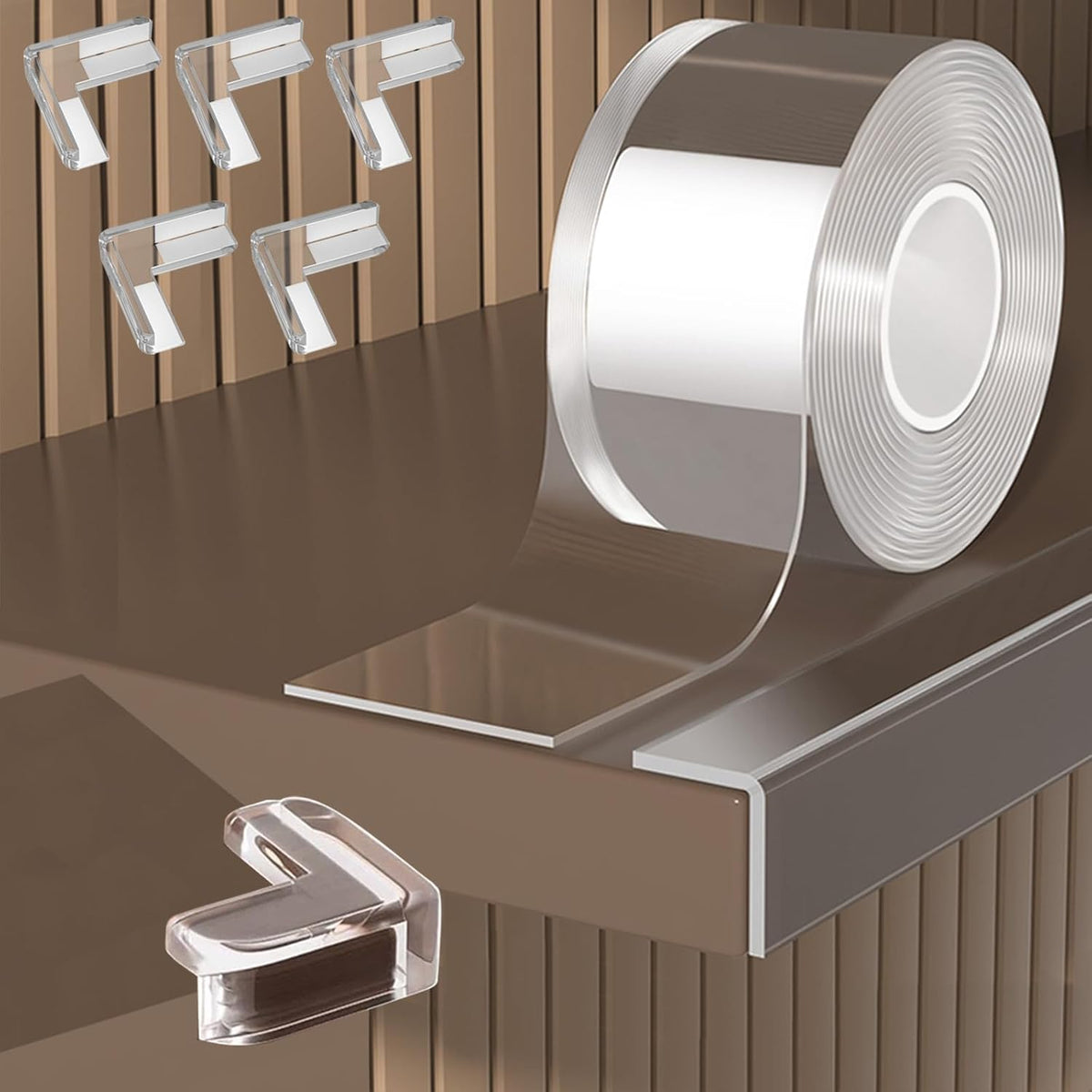 2 in x 16.4 ft,Clear Edge Protector Strip Sharp Edge Wrap Cover Tape with 6 Corners,Soft Corner