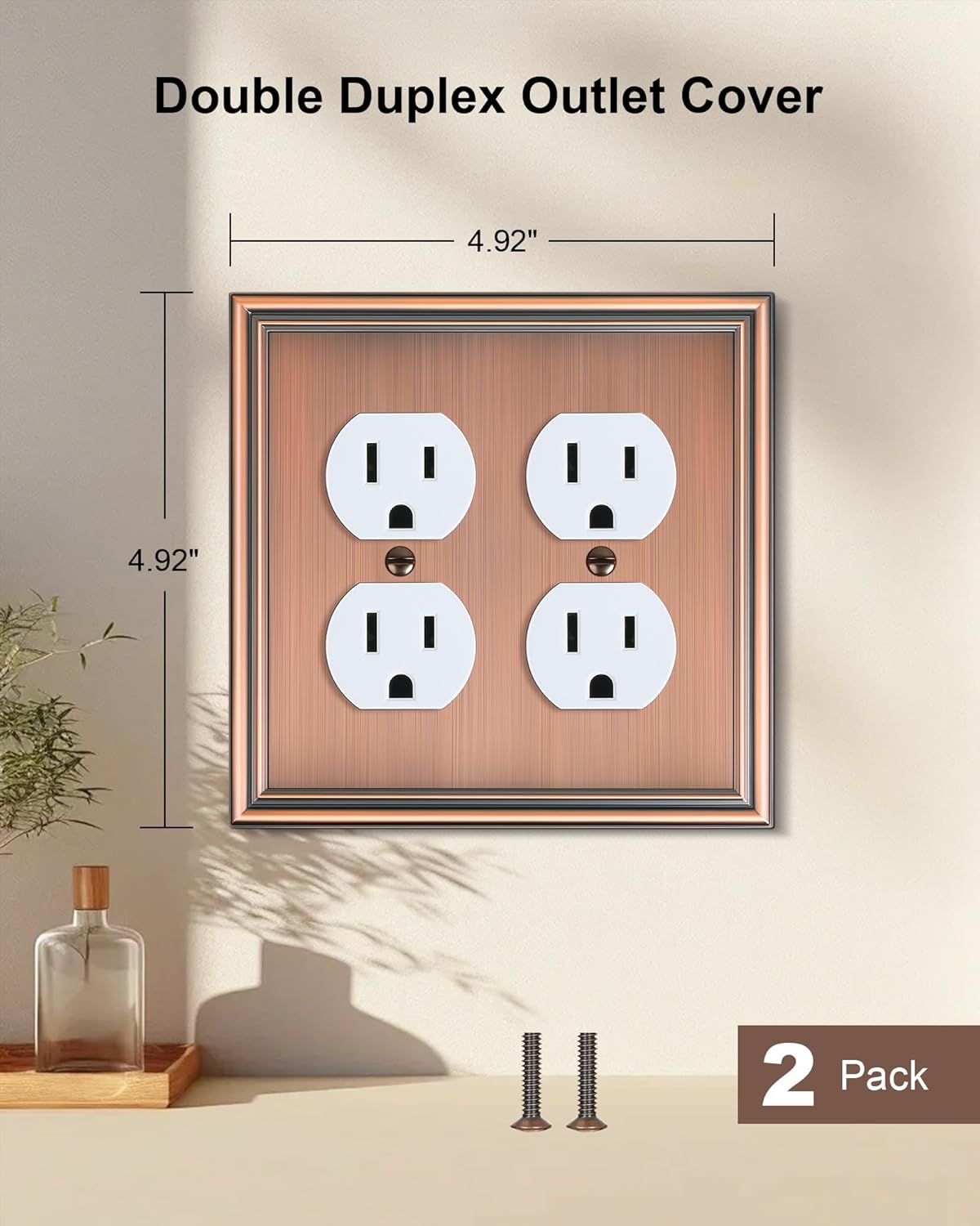 2-Pack Double Duplex Outlet Cover, Antique Copper Switch Plates and Outlet Covers for Electrical