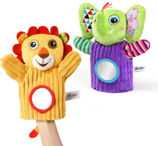 Jollybaby Hand Puppets Baby Toy 0-6-12 Months, Plush Stuffed Animal Hand Puppets Toys for