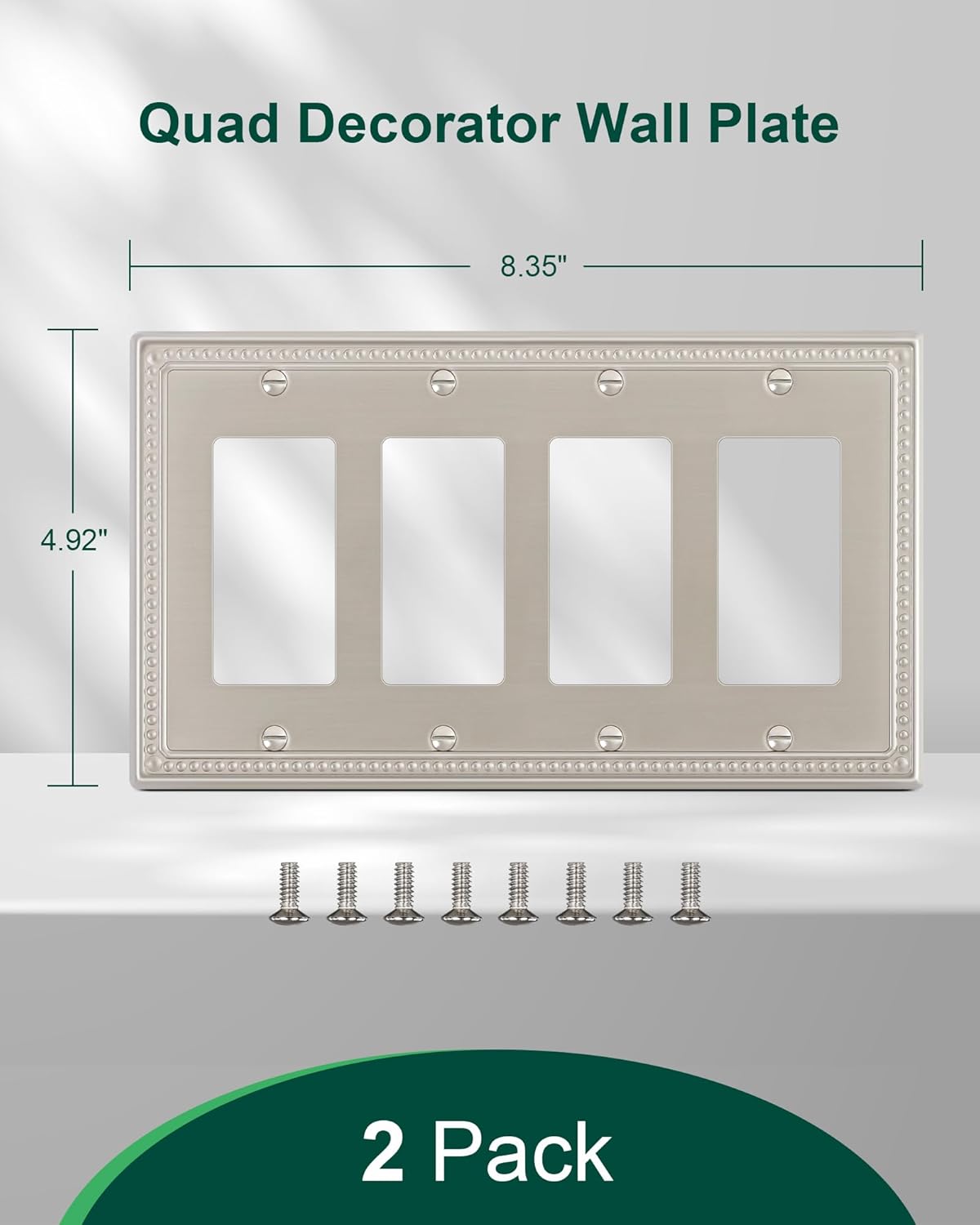 2-Pack Quad Decorator Outlet Cover Plate, Pearls Decorative Switch Plates and Outlet Covers, 4 Gang