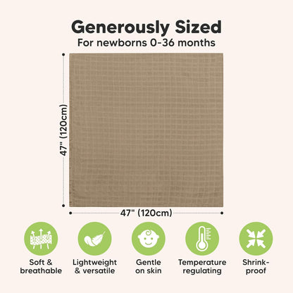 4-Pack Muslin Swaddle Blankets for Boys, Girls - Organic Baby Swaddles for Newborns, Soft &