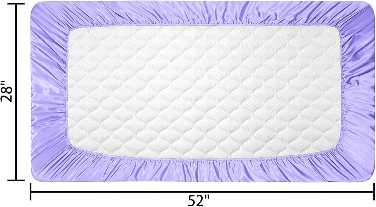 2 Pack Satin Soft Crib Sheet for Baby with Sensitive Hair Silky Baby Mattress Sheet Pink and Violet