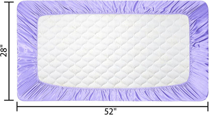 2 Pack Satin Soft Crib Sheet for Baby with Sensitive Hair Silky Baby Mattress Sheet Pink and Violet