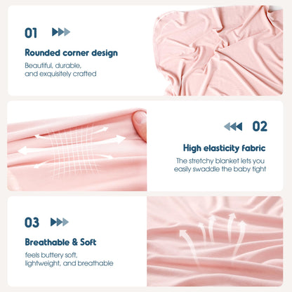 GRSSDER 2 Pack Newborn Swaddle Blanket, Ultra Soft Stretchy Jersey Knit Extra Large Size 33 x 44