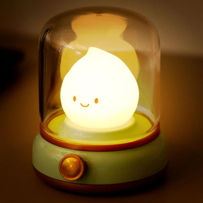 Cute Chibi Flame Lamp, Anime Cozy Lights, Retro Rechargeable Night Light, Decor, Cute Desk