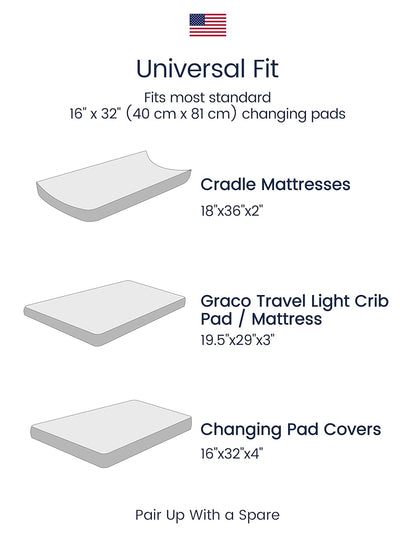 TotAha Premium Stretchy Changing Pad Covers (2-Pack)-Hypoallergenic, Silky Comfort, Buttery Soft