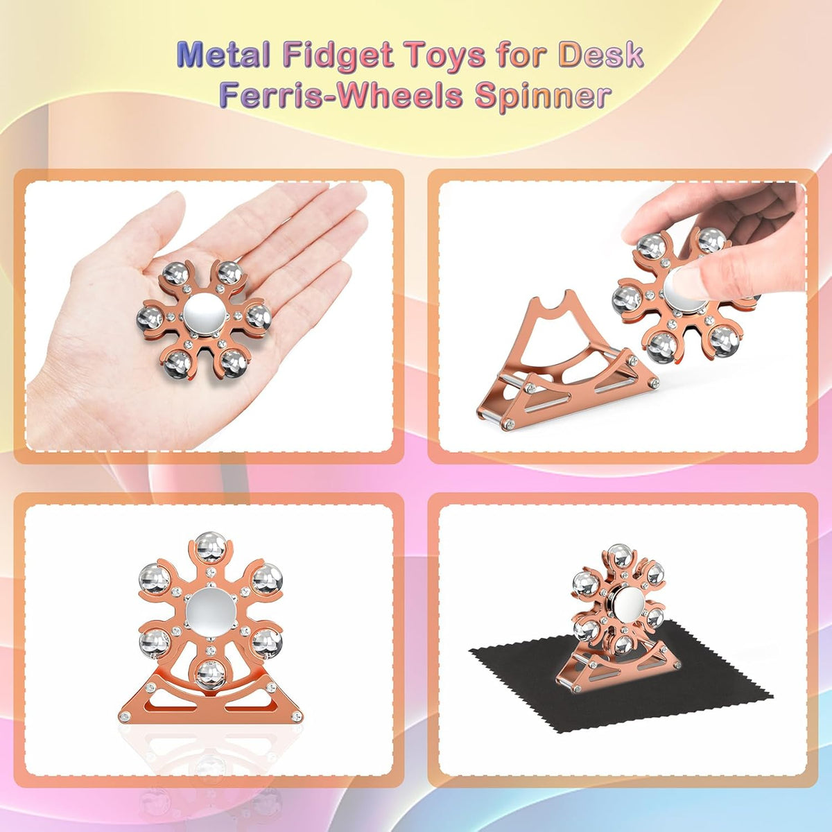 Desk-Fidget-Toys for Ferris-Wheels-Spinner: Metal Kinetic-Spinner 4mins, Cool-Gadgets for Kid