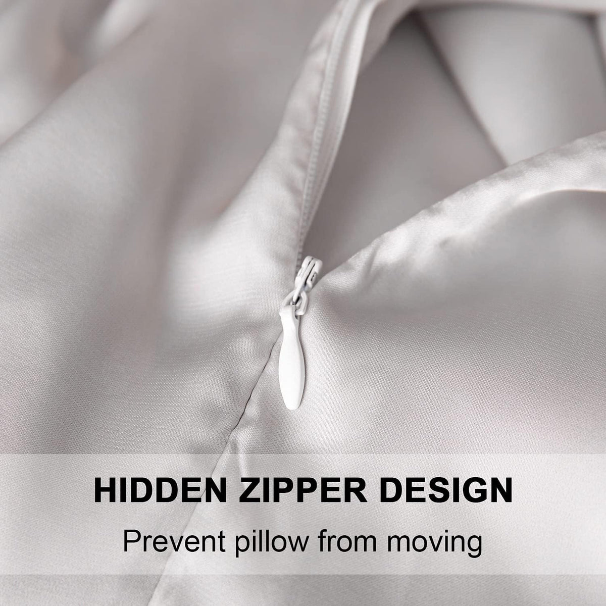 SIYUAN Silk Light Gray Pillowcase, Standard Size, Temperature Regulator, Beauty Anti-Aging, Hidden