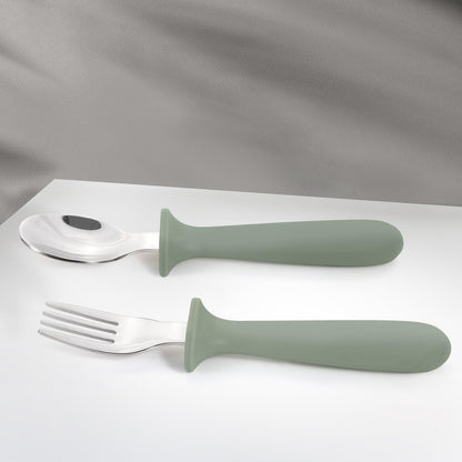 Eascrozn 2 Pack Silicone Baby Plates with Suction, Spoons and Forks Set
