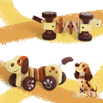 WoodenEdu Baby Toys Car,Wooden Pull Along Toy for Toddlers 1 2 3 Year Olds