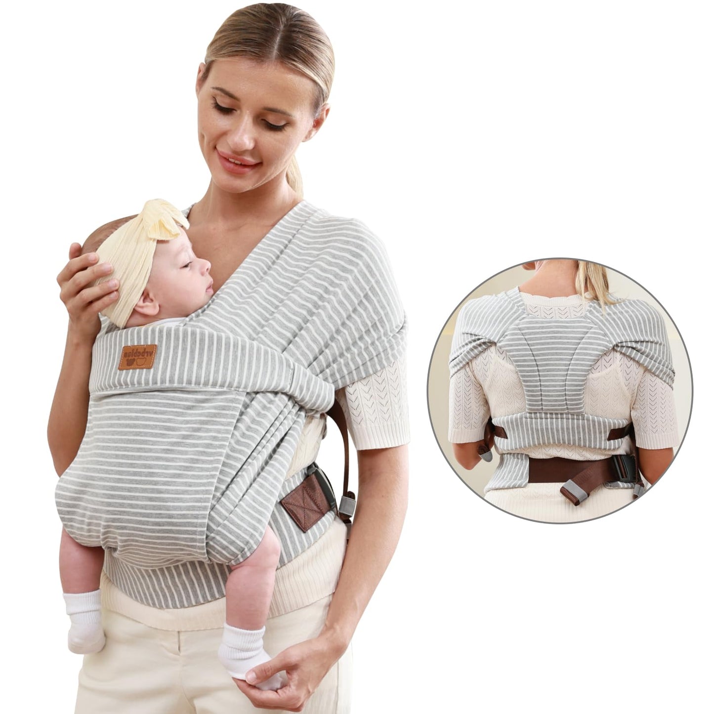 vrbabies Baby Wraps Carrier Newborn to Toddler (Striped Grey)