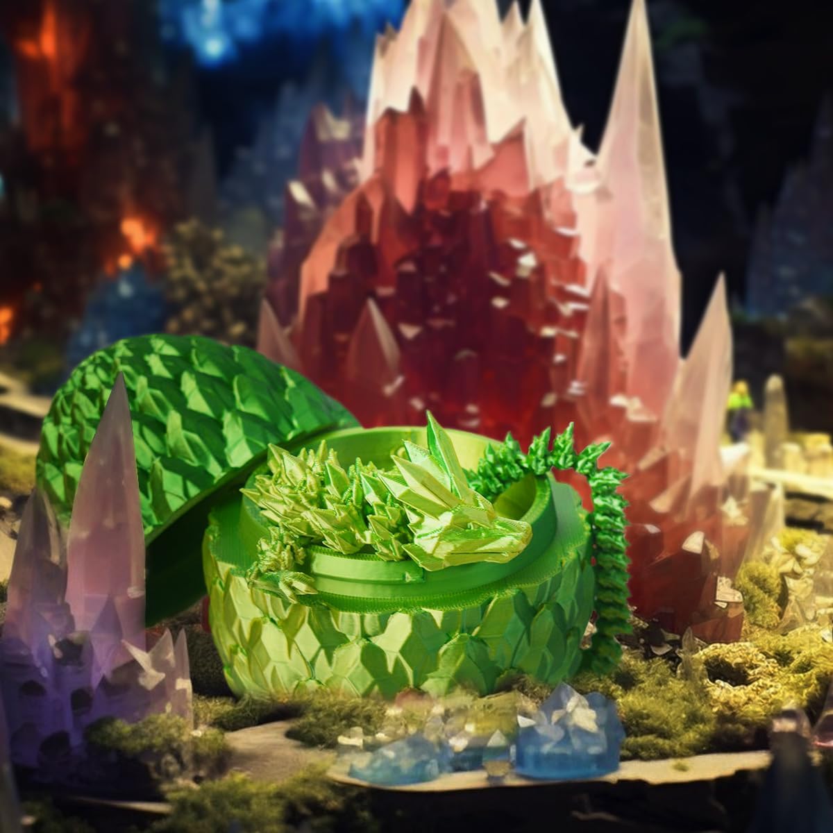 3D Prited Dragon,3D Printed Dragon in Egg, Home Office Decor Executive Desk Toys， Fidget Toys for