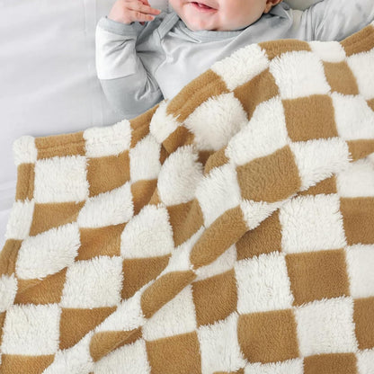 HOMRITAR Super Soft Baby Blankets for Boys Girls Warm Cozy Reversible Checkerboard Toddlers