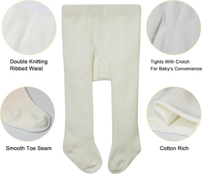Baby Girls Tights White Thick Leggings Stockings Cotton Pantyhose for Newborn Infant Toddler 1Pack