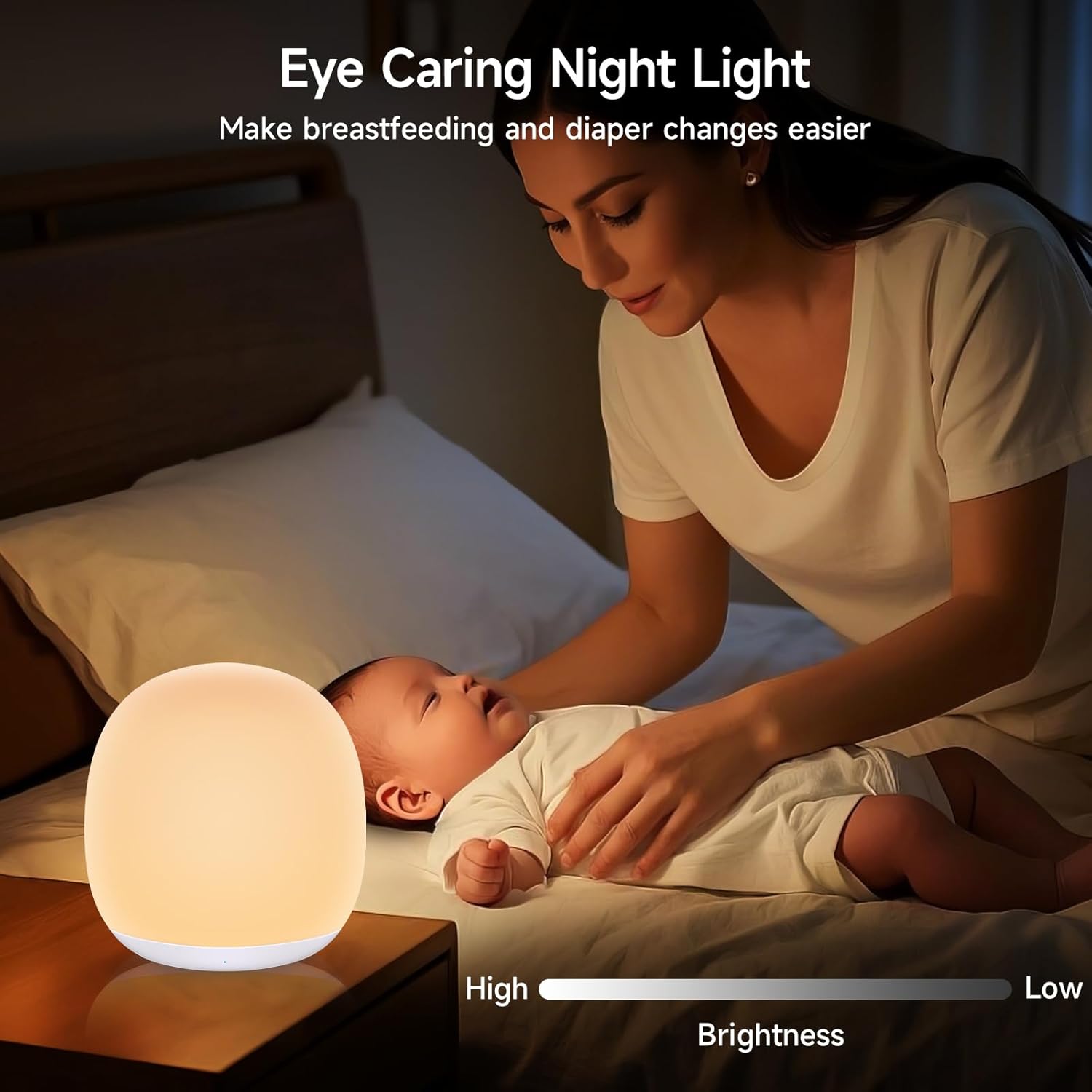 Baby Night Light, Nursery Night Lamp with 8 RGB Colors Changing, 1h Timer, Rechargeable & Touch