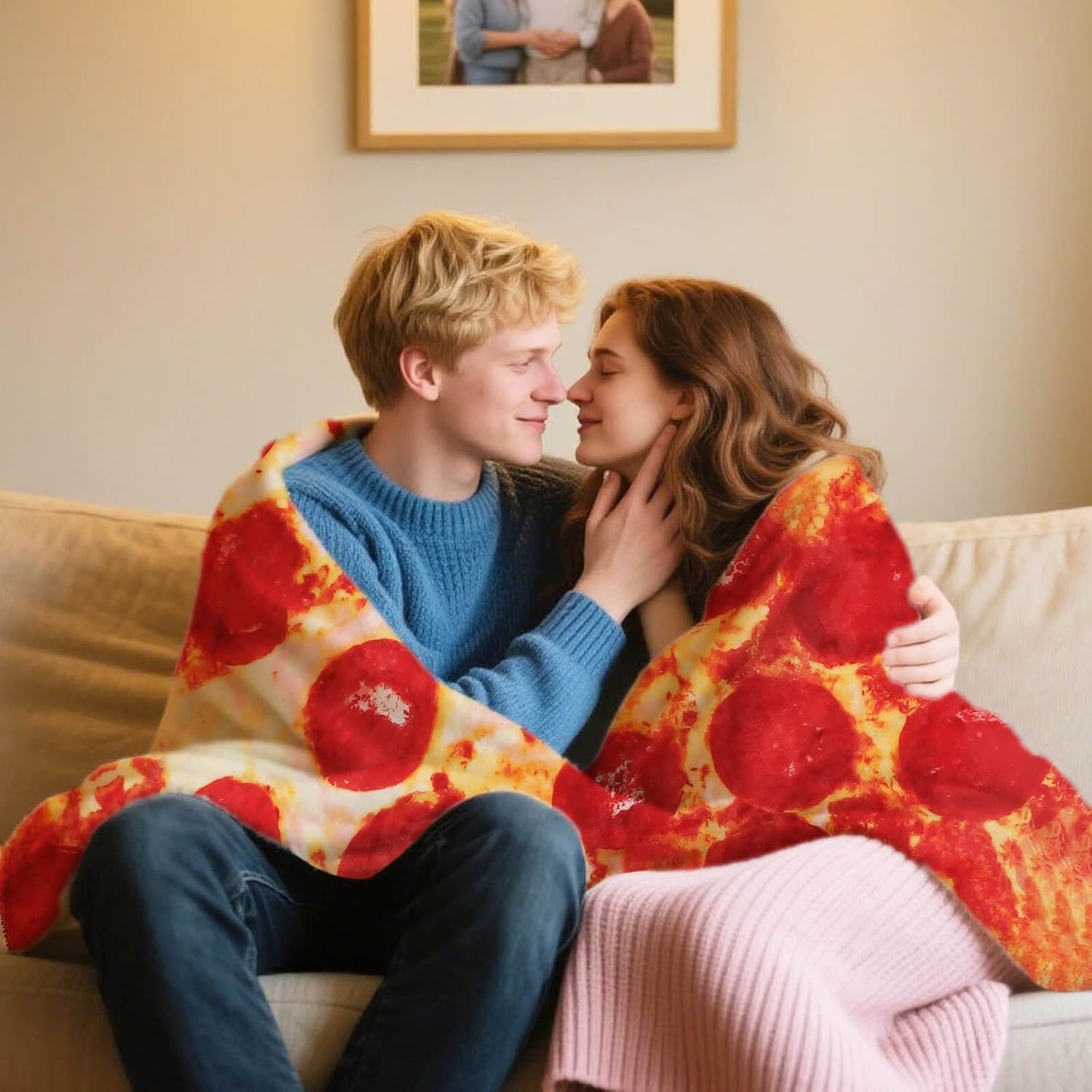 85in Pepperoni Pizza Blanket White Elephant Gifts for Adults Useful Sausage Throw Blankets Woemn