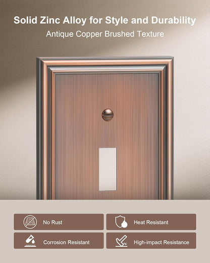2-Pack Single Toggle Light Switch Cover Plate, Durable Solid Zinc Alloy Decorative Switch Plate