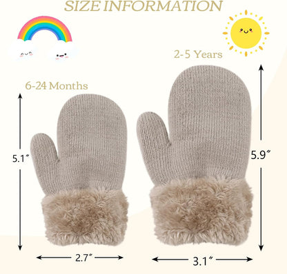 PESAAT Baby Girl Mittens Fleece Toddler Boy Mittens Warm Kids Winter Gloves Unisex Cold Weather