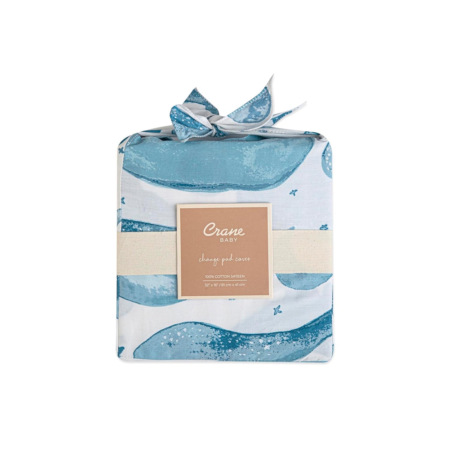 Crane Baby Quilted Changing Pad Cover with Animal Print, Breathable Cotton Sateen, Fits Standard