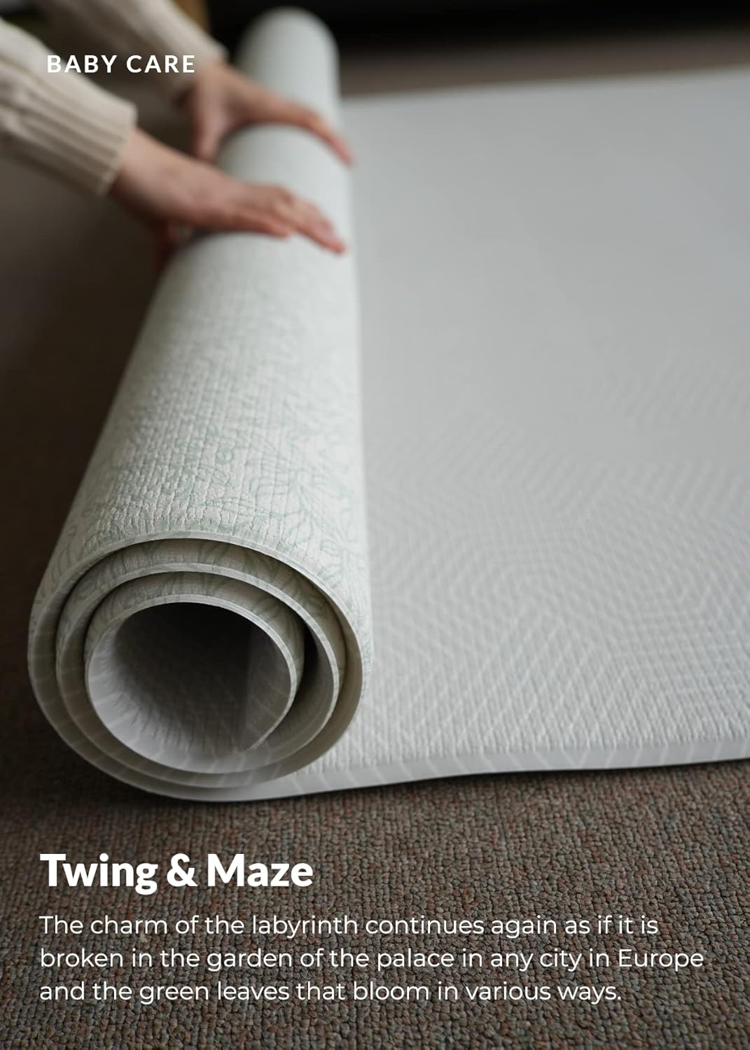 Baby Care Play Mat (Large, Hygge - Twig & Maze) 82'' x 55'' Original One-Piece Reversible Rollable