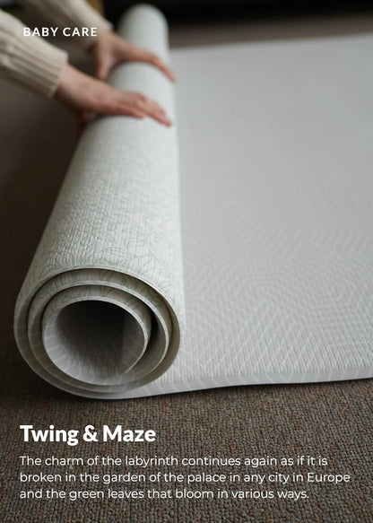 Baby Care Play Mat (Medium, Hygge - Twig & Maze) 73’’ x 49’’ Original One-Piece Reversible Rollable