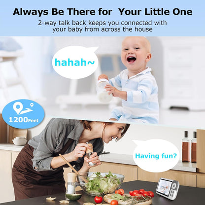 5'' Video Baby Monitor with Camera and Audio,36-Hrs Battery Life,HD Camera Remote Pan Tilt 3X