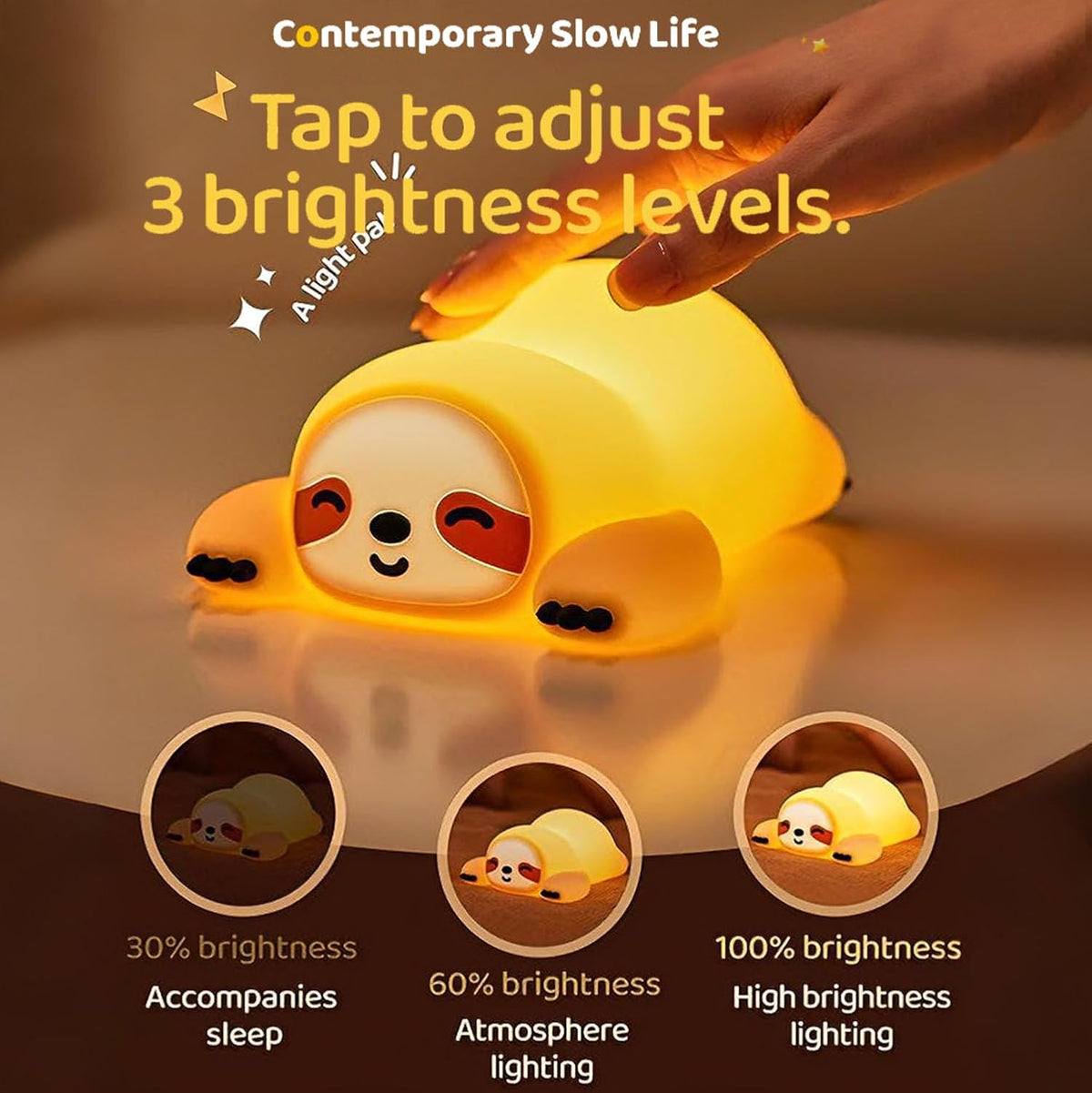 DREAMING MY DREAM Night Light for Kids,Squishy Sloth Night Light,LED Novelty Animal Nightlight,3