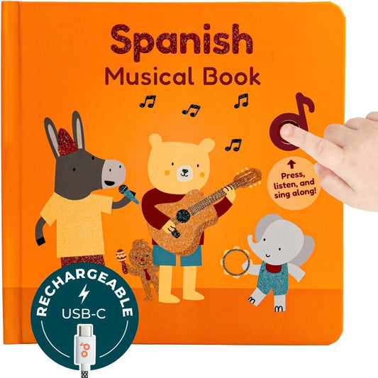 Cali's Books Spanish Book for Toddlers 1-3 - Musical Books for Kids, Interactive Baby Sound Book