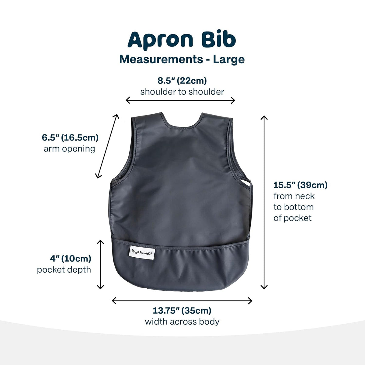 Tiny Twinkle Mess Proof Apron Bibs - 2 Pack Waterproof & Lightweight Baby Bibs for Led Weaning |