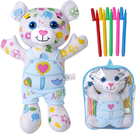 Coloring Plush Toy with 5 Washable Markers for Little Girls Doodle Dolls for Kids Ages 4-6 Birthday