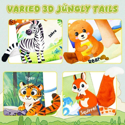 Baby Toys 0-6 Month, Crinkle Books for Babies, Jungle Tails Soft Baby Cloth Books 6 to 12 Months