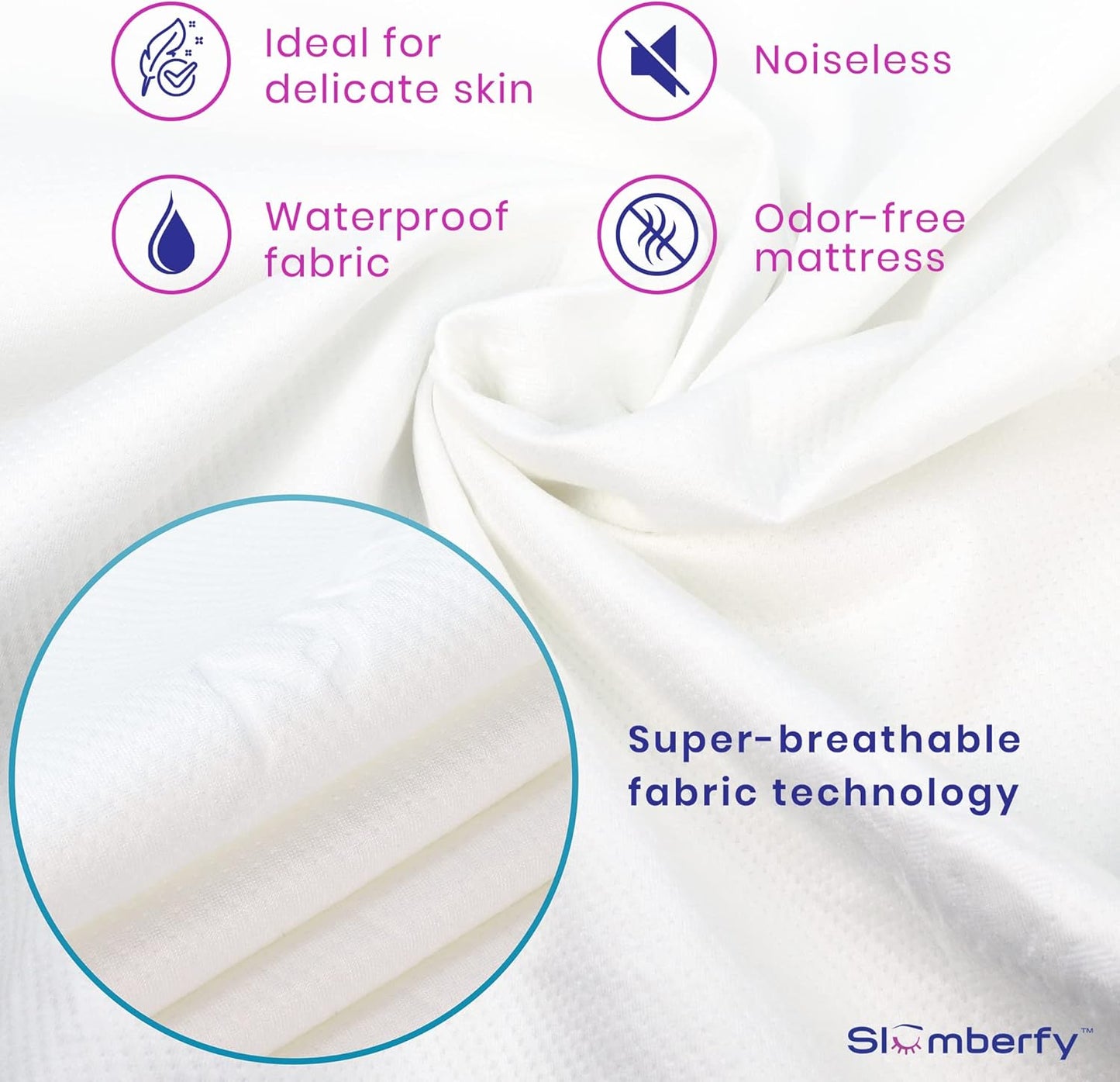 Waterproof Mattress Protector by Slumberfy | Hypoallergenic Bamboo Mattress Protector | Natural +
