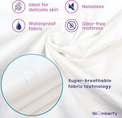 Waterproof Mattress Protector by Slumberfy | Hypoallergenic Bamboo Mattress Protector | Natural +