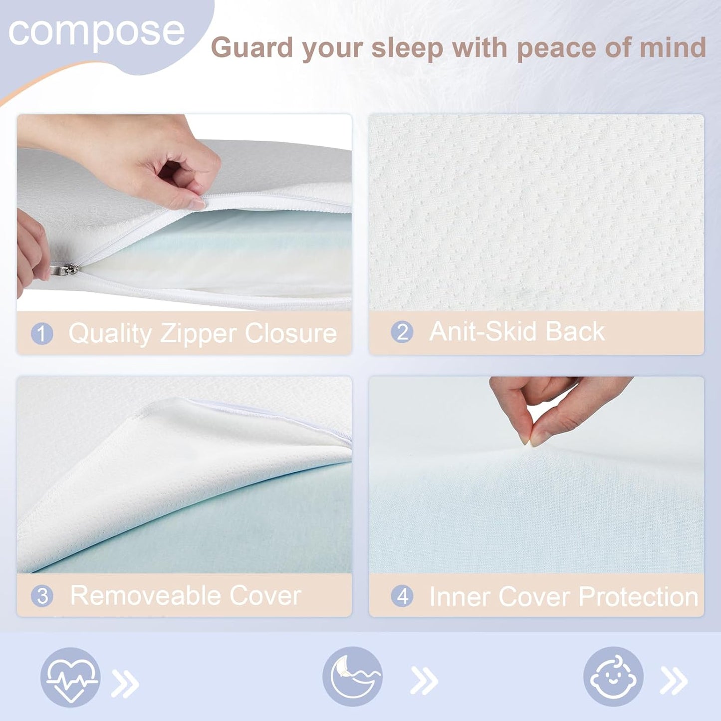 NeoBorn Baby Bassinet Mattress Pad, 24" x 20.8" Dual Sided Comfort Gel Memory Foam Mattress with