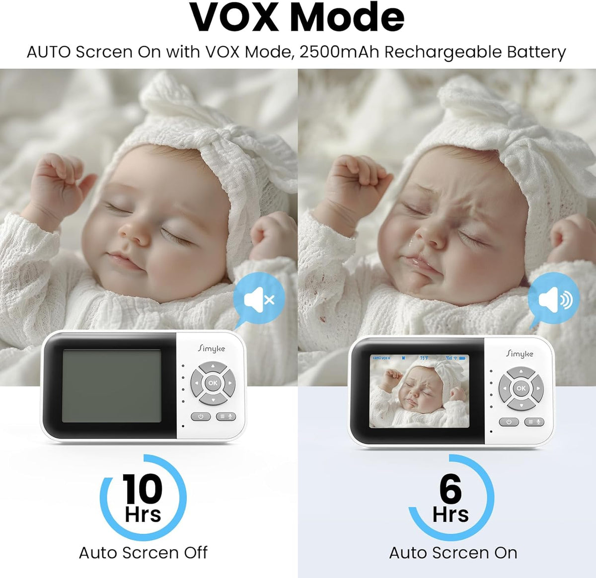 2Cameras Video Baby Monitor,Two Mode,2.8'' IPS Display Screen,Night Vision,2-Way Talk,1200ft Long
