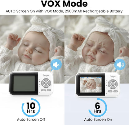 2Cameras Video Baby Monitor,Two Mode,2.8'' IPS Display Screen,Night Vision,2-Way Talk,1200ft Long