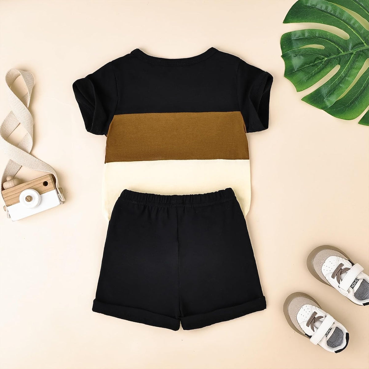 Baby Boy Clothes Toddler Boy Summer Outfits Short Sleeve Patchwork Top T-shirt & Pocket Pant Set 2