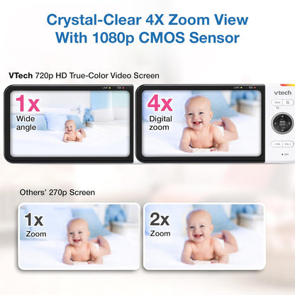 VTech VM928-2HD 5” 720p HD Display 2 Cameras Baby Monitor,110 Wide Angle View,Remote