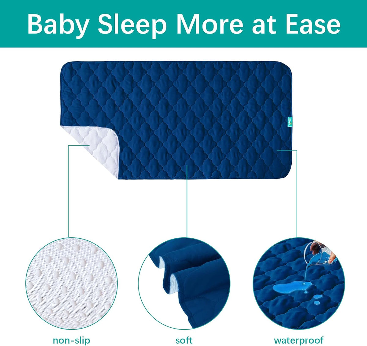 Waterproof Crib Mattress Protector Pad Cover 28" x 52", Anti Slip & Absorbent Waterproof Bed Pads