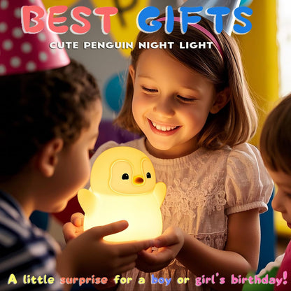 DREAMING MY DREAM Cute Penguin Night Light,LED Squishy Novelty Penguin Lamp,2 Levels Dimmable