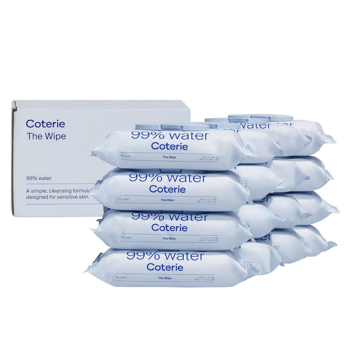 Coterie Baby Wipes for Sensitive Skin, Plant-Based and Plastic-Free Fibers, 99% Water