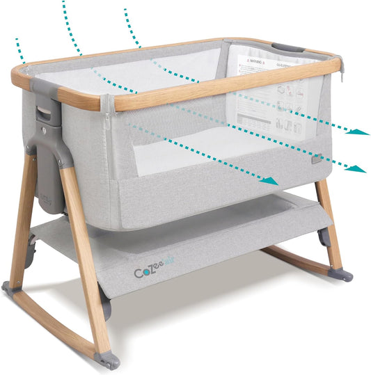 CoZee® Air Baby Bassinet & Bedside Sleeper - Rocking Bassinet for Baby, Fast-Folding with Travel