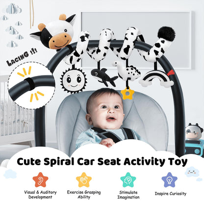 Spiral Car Seat Baby Toys 0-6 Months, Infant Carseat High Contrast Sensory Toys Hanging Stroller