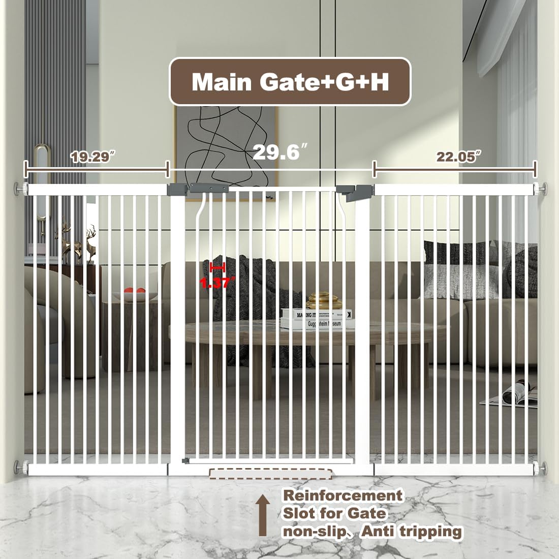 41" Extra Tall and Wide Baby Gate, 72.3-74" Wide Pet Cat Gate for Doorway, Extra Wide Pressure