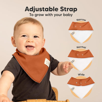 8-Pack Organic Baby Bandana Bibs for Boys, Girls - Super Absorbent Triangle Baby Bibs for Drooling